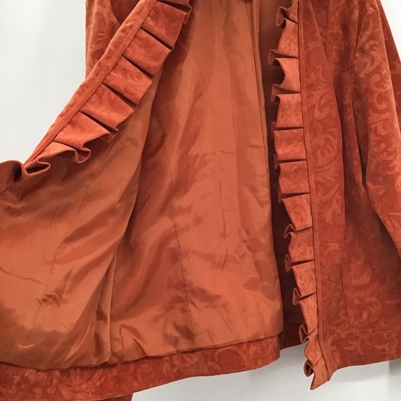Chico’s Women’s Fine Corduroy Art-to-Wear Jacket Career Fall Burnt Orange Size 2 - Picture 6 of 6